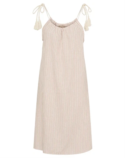Marta du Chateau - MDCKamala Kjole - Beige/Peperrosa